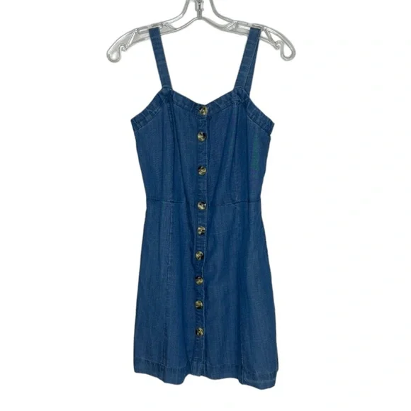fitted button down denim dress Fitted Denim Button Down Dress Blue Denim / Small (0/2) main image 1